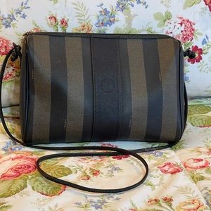 💵SOLD💵Authentic Fendi Pequin Canvas Crossbody Handbag